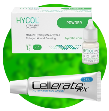 Tube and Box of HYCOL® Hydrolyzed Collagen Powder and CellerateRX® Gel