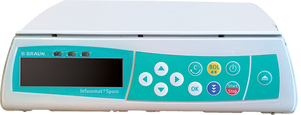 B. Braun Infusomat Space pump volumetric pole mounted infusion pump. InfuSystem Equipment Catalog.