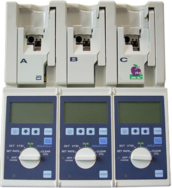 Plum XL, Triple Channel, ICU Medical Plum XL Triple Chanel, Plum, Pole Mounted Pump, Hospira
