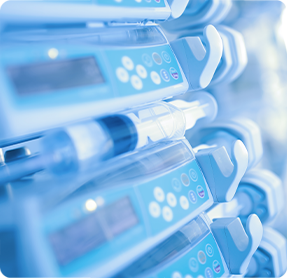Close-up of infusion therapy devices maintained and repaired by InfuSystem biomedical services.