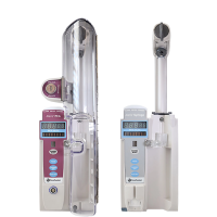 Photos  of two BD Alaris syringe pumps displayed side by side, each designed for reliable fluid delivery in high‑acuity settings.