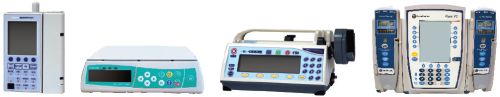 Image of pumps from fleet of top infusion pump manufacturers including Infusomat® Space, SIGMA Spectrum and Medfusion 4000®.