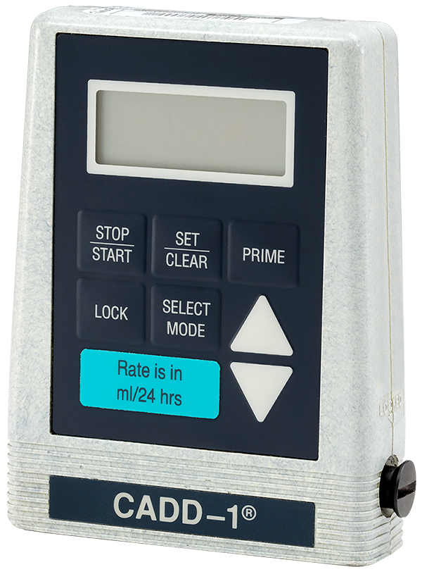 ICU Medical formally Smiths Medical CADD-1 (Model 5100) ambulatory drug delivery infusion pump. InfuSystem Equipment Catalog. 